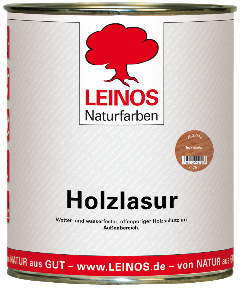 Leinos Holzlasur teak dunkel außen